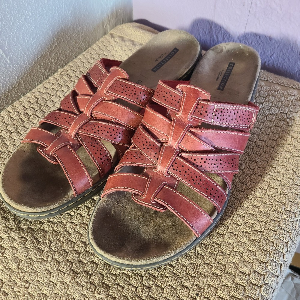 Clarks Leisa Field Slide Sandals Womens 9.5 N Red Leather
Adjustable Strappy